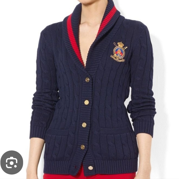 Navy Blue Cable Knit Cardigan - Picture 6 of 13